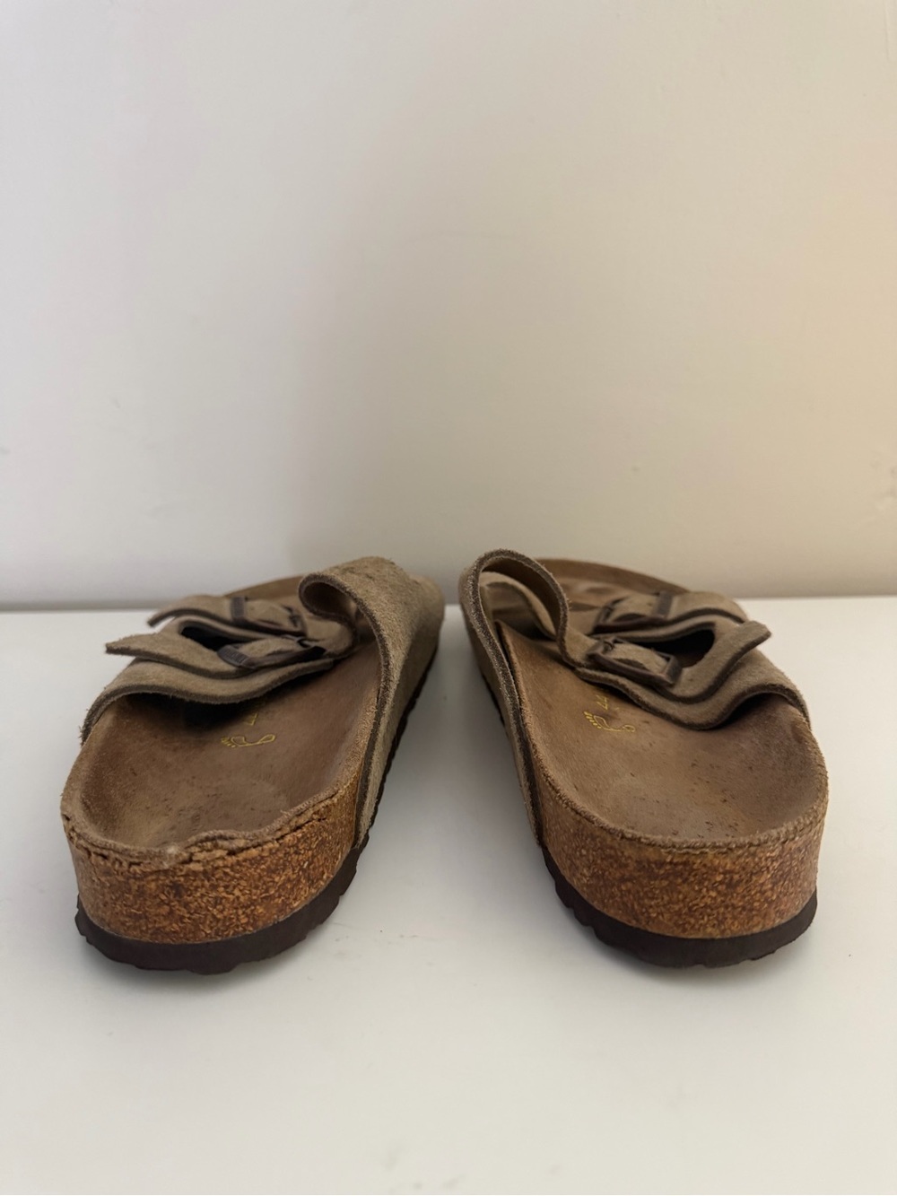 Birkenstock men’s 11 brown leather dual strap molded footbed slip on flat sandal - Picture 6 of 10